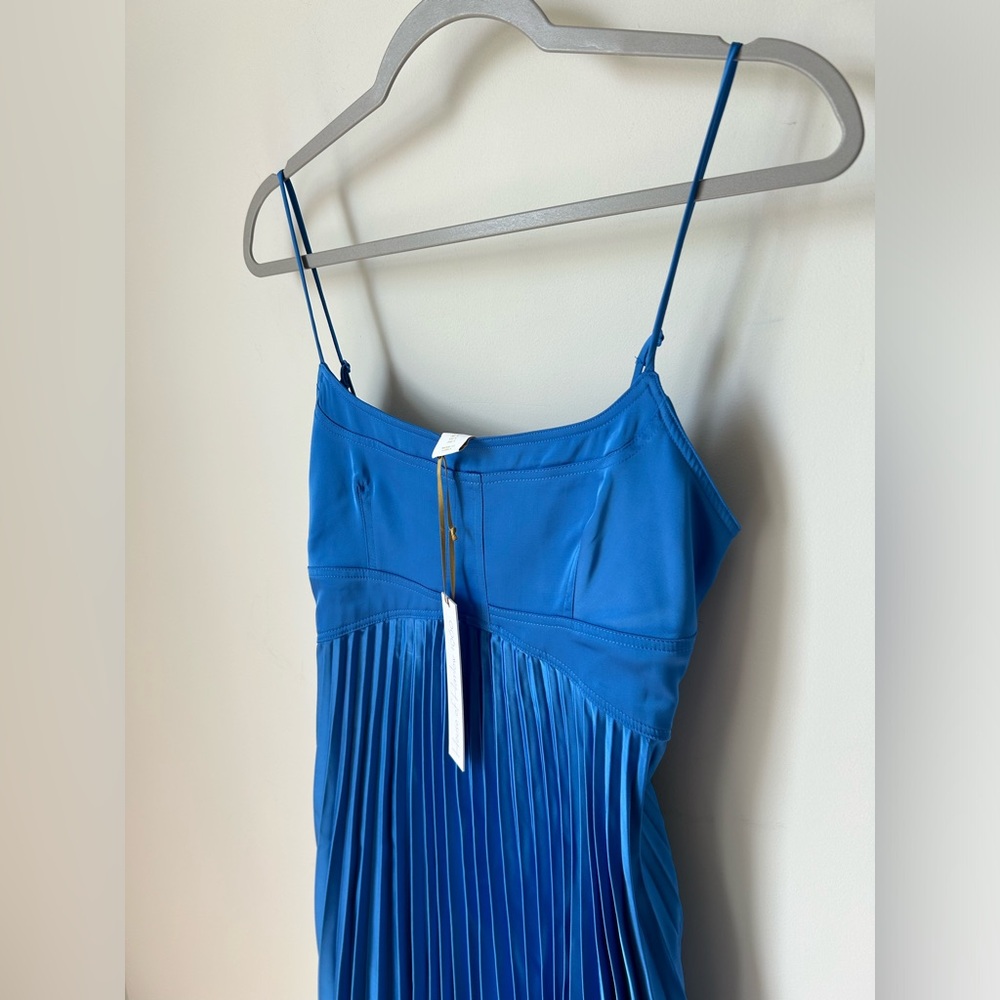 HOH1960 Blue Pleated Cutout Back Midi Dress - Picture 4 of 5